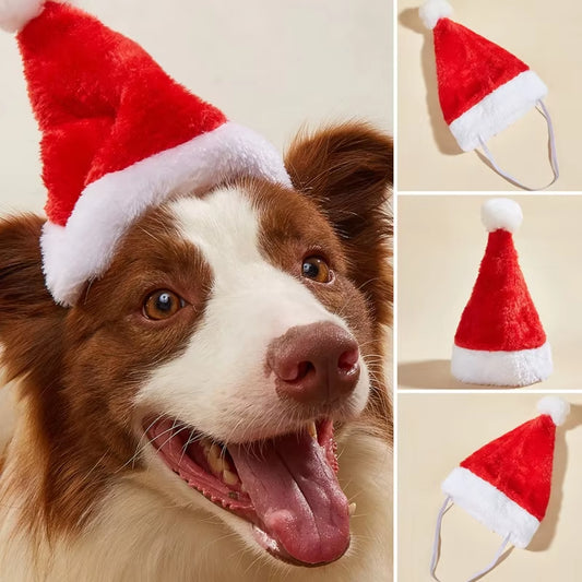 Plush Santa Hat for Pets - Festive Christmas Apparel for Small to Medium Dogs and Cats